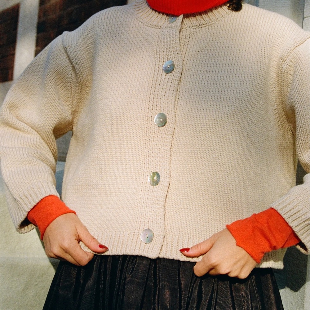 Nikki Chasin Shiloh Cotton Cardigan in Oatmeal